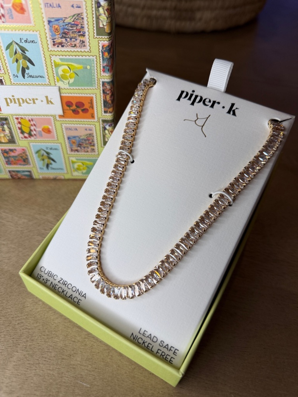 Piper K Gold Tone Cubic Zirconia Tennis Necklace - Picture 4 of 9